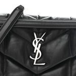 Lambskin Quilted Small Loulou Puffer Monogram Chain Satchel Black
