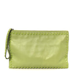 Vitello Large Rockstud Zip Wristlet Pouch Pop Apple
