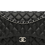 Lambskin Quilted Jumbo Double Flap Black