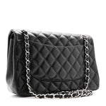Lambskin Quilted Jumbo Double Flap Black