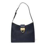 Hammered Calfskin Trifolio Shoulder Bag Navy