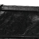 Crinkled Calfskin Matelasse Monogram Medium Niki Chain Satchel Black