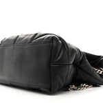 Lambskin Quilted Medium Loulou Puffer Monogram Chain Satchel Black