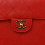 Caviar Stitched Flap Shoulder Bag Red