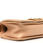Pearl Calfskin Quilted Small Boy Flap Gold