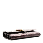 Metallic Snakeskin Soft Stirrup Wallet Brown
