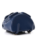 Shiny Caviar Quilted Medium Duma Pockets Drawstring Backpack Dark Blue