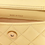 Lambskin Quilted Pearl Crush Clutch With Chain Yellow
