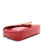 Calfskin Matelasse Super Mini GG Marmont Shoulder Bag Hibiscus Red
