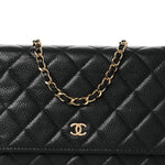 Caviar Quilted Wallet on Chain WOC Black