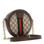 GG Supreme Monogram Web Mini Ophidia Round Shoulder Bag Brown