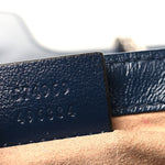 Vintage Effect Calfskin Matelasse Diagonal Super Mini Torchon GG Marmont Shoulder Bag Blue Agata Mystic White