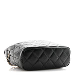 Caviar Quilted Hobo Clutch With Chain  Black