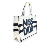 Canvas Embroidered Medium Miss Dior Graffiti Book Tote Navy White