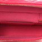 Caviar Quilted Top Handle Slim Vanity With Chain Fuchsia