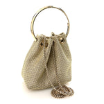 Metallic Woven Bon Bon Bag Champagne