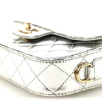 Mirror Calfskin Metallic Calfskin Quilted Hollywood Boulevard Mini Flap With Star Coin Purse Silver