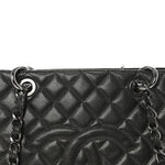 Caviar Quilted Grand Shopping Tote GST Dark Silver