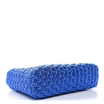 Metallic Woven Calfskin Trifolio Shoulder Bag Bluette
