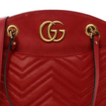 Calfskin Matelasse Medium GG Marmont Open Top Shoulder Bag Hibiscus Red