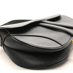 Grained Calfskin Saddle Bag Black