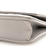 Caviar Quilted Studded CC Wallet On Chain WOC Grey