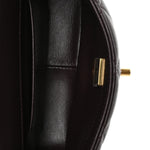 Lambskin Wenge Quilted Mini Fashion Wood Square Flap Dark Purple