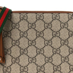 GG Supreme Monogram Textured Calfskin Small Emblem Shoulder Bag Beige Dark Brown