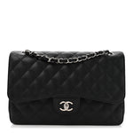 Caviar Quilted Jumbo Double Flap Black