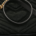 Velvet Matelasse Loved Embroidered Medium GG Marmont Shoulder Bag Black