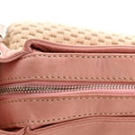 Canvas Woven Lambskin Lax Accordion Hobo Pink