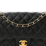 Lambskin Quilted Medium Double Flap Black