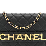 Calfskin Quilted Enchained Wallet On Chain WOC Black