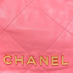 Shiny Calfskin Quilted Chanel 22 Drawstring Bag Coral Pink