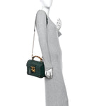 Azalea Calfskin Small Padlock Bamboo Shoulder Bag Vintage Green