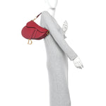 Grained Calfskin Saddle Bag Red