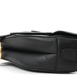 Grained Calfskin Saddle Bag Black
