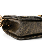 Cracked Metallic Calfskin Quilted Medium Boy Flap Gold