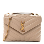 Calfskin Y Quilted Monogram Small Loulou Chain Satchel Dark Beige
