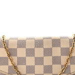 Damier Azur Pochette Felicie Chain Wallet Rose Ballerine