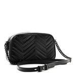 Calfskin Matelasse Monochrome Small GG Marmont Chain Shoulder Bag Black