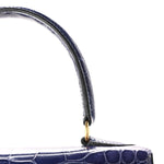 Shiny Alligator Mini Kelly Sellier 20 Bleu Roi