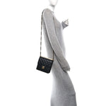 Goatskin Quilted Chic Pearls Flap Black