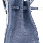 Matte Porosus Crocodile 18K White Gold Diamond Birkin 35 Bleu Brighton