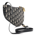 Oblique Saddle Pouch With Strap Navy Blue