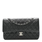 Caviar Quilted Medium Double Flap Black