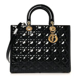 Patent Cannage Large Lady Dior Black