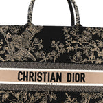 Canvas Embroidered Large Ornamental Cornely Book Tote Black Beige