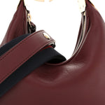 Aria Calfskin Web Small Attache Shoulder Bag Rosso Ancora