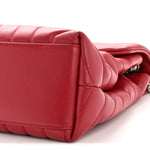 Calfskin Y Quilted Monogram Medium Loulou Chain Satchel Lipstick Red